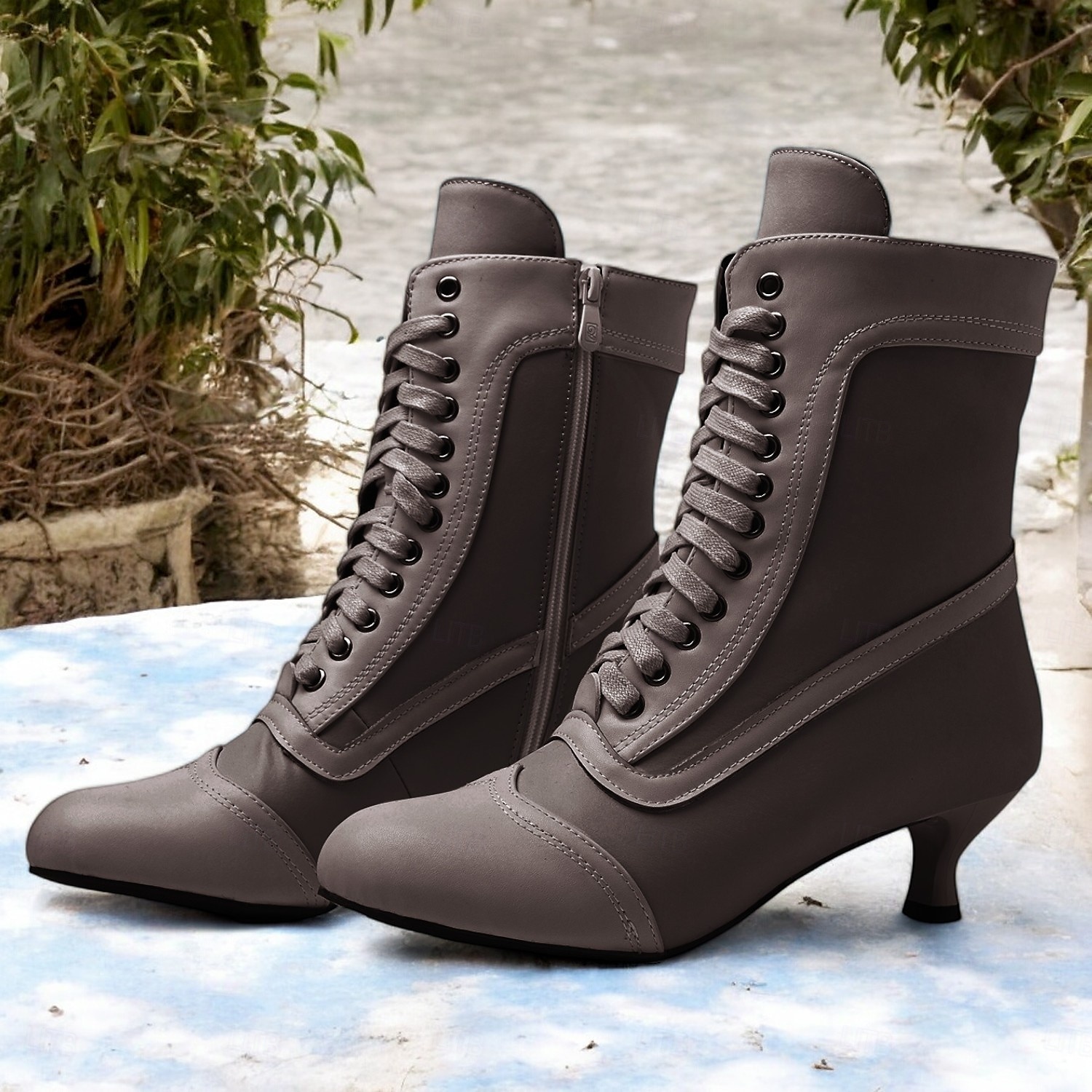 Dámské Boty Boty na knoflíky Větší velikosti Boty na podpatku Venkovní Párty Denní Barevné bloky Kotníkové boty Booties Nízký tenký Oblá špička Elegantní prázdniny Vinobraní Umělá kůže Šněrování 2025 - $59.99 –P3