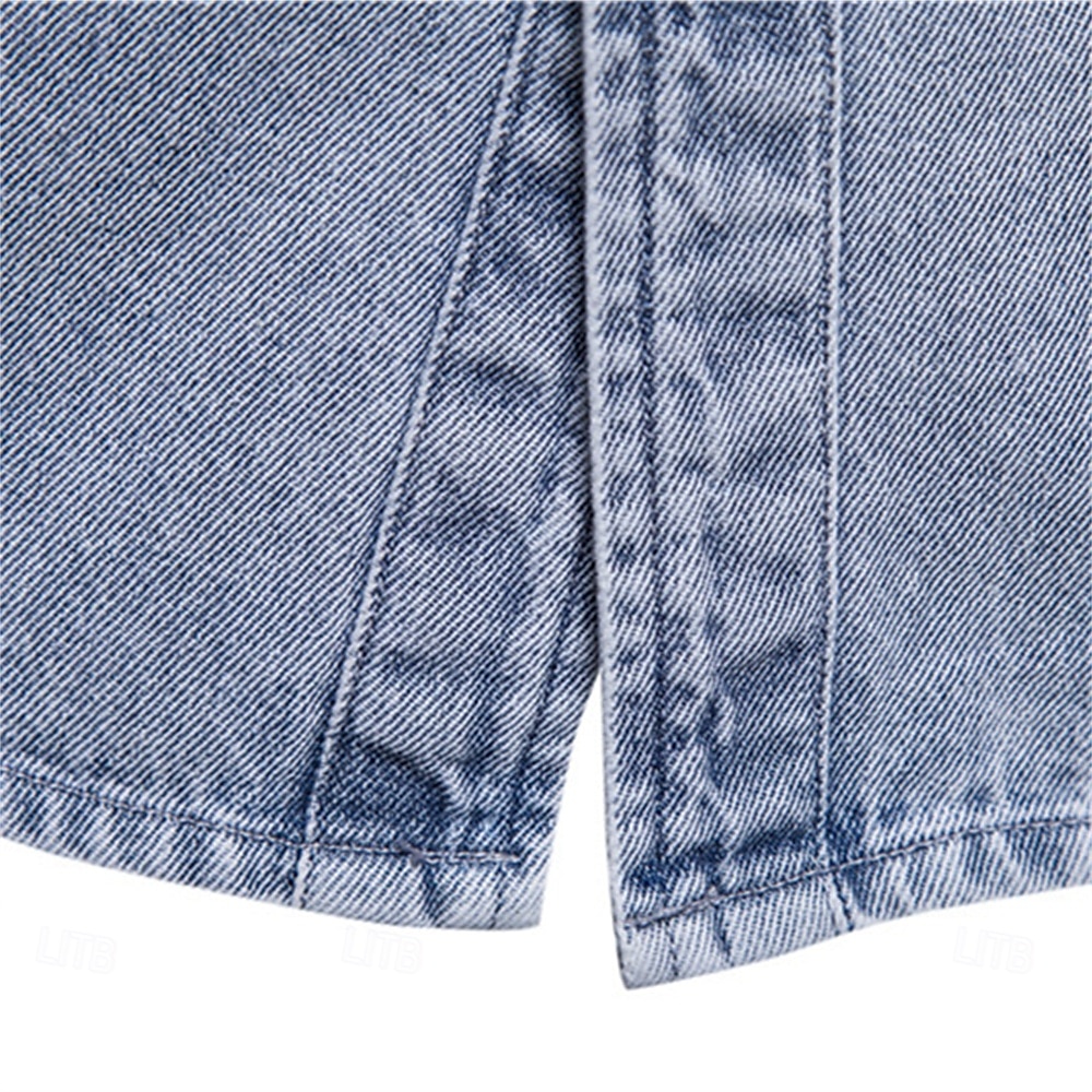 Man Casual / Dagelijks Denim Lente & Herfst Effen / effen kleur Casual Revers Normaal Zwart Licht Blauw Jacks 2025 - $41.99 –P5