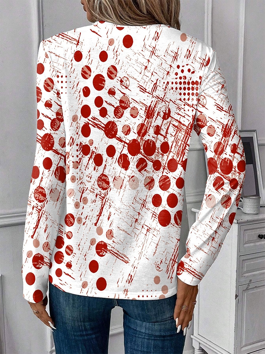 t-shirt femme décontracté imprimé manches longues hauts réguliers col rond quotidien rouge bleu orange vert printemps automne de 2025 ? $22.99 –P2