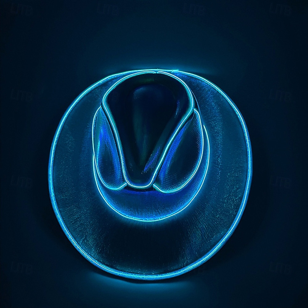 Cowgirl Hat Fedora Light Up Cowboy Hat Glowing Fedora Hat Glow In the Dark for Music Festivals Sparkly Glowing Cowboy Hat Versatile 2026 - $28.99 –P6