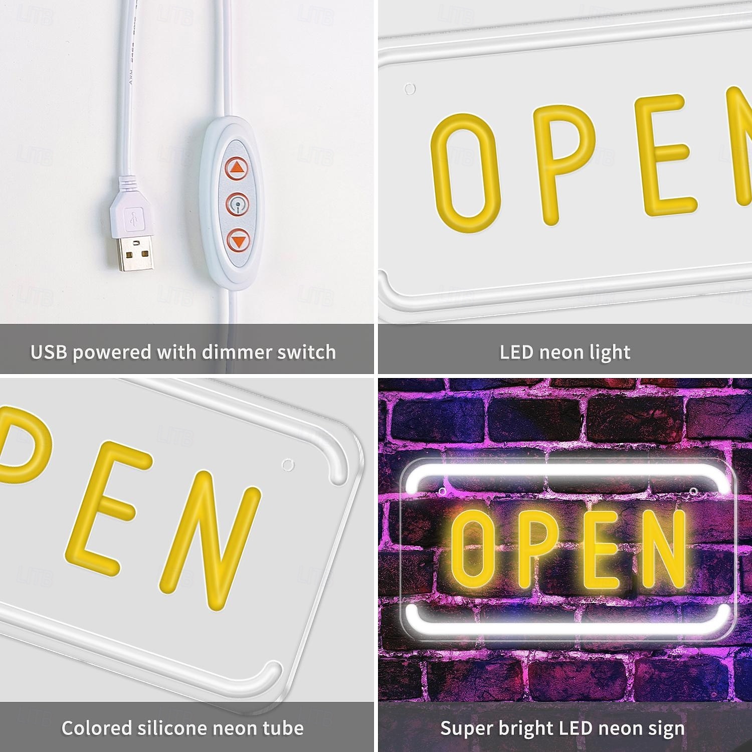 2025年 オープンネオンサイン LED ビジネスネオンオープンサイン ウォールライト アート装飾 斬新なナイトネオンランプ USB ワイヤーで駆動 バー、店舗、コーヒーショップ、ホテル、屋外装飾用  コレクション – $25.99 –P5