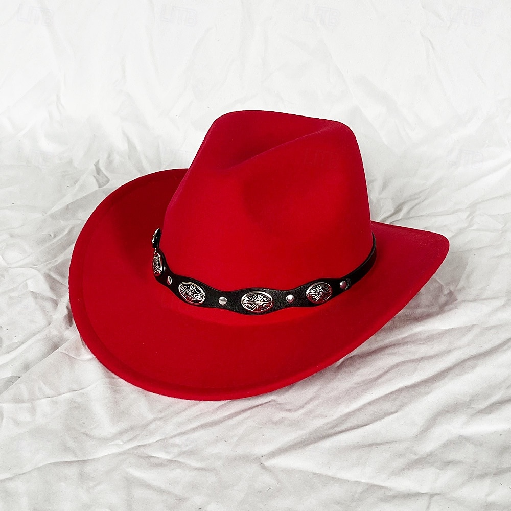 chapeau de cowboy western blanc pour femmes et hommes, chapeau de cowboy bouclé avec fedora en cuir, chapeau de cavalier toca toca de 2025 ? $18.49 –P5