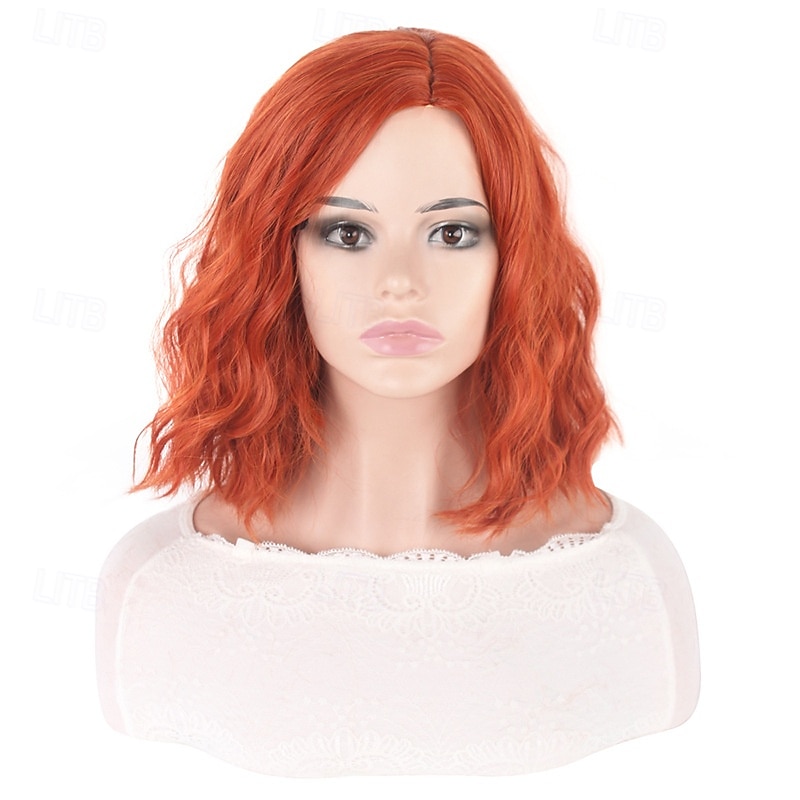 parrucche sintetiche corte da donna resistenti al calore capelli ricci parte centrale parrucca multicolore arcobaleno blu arancione sfumata del 2026 a $15.49 –P11