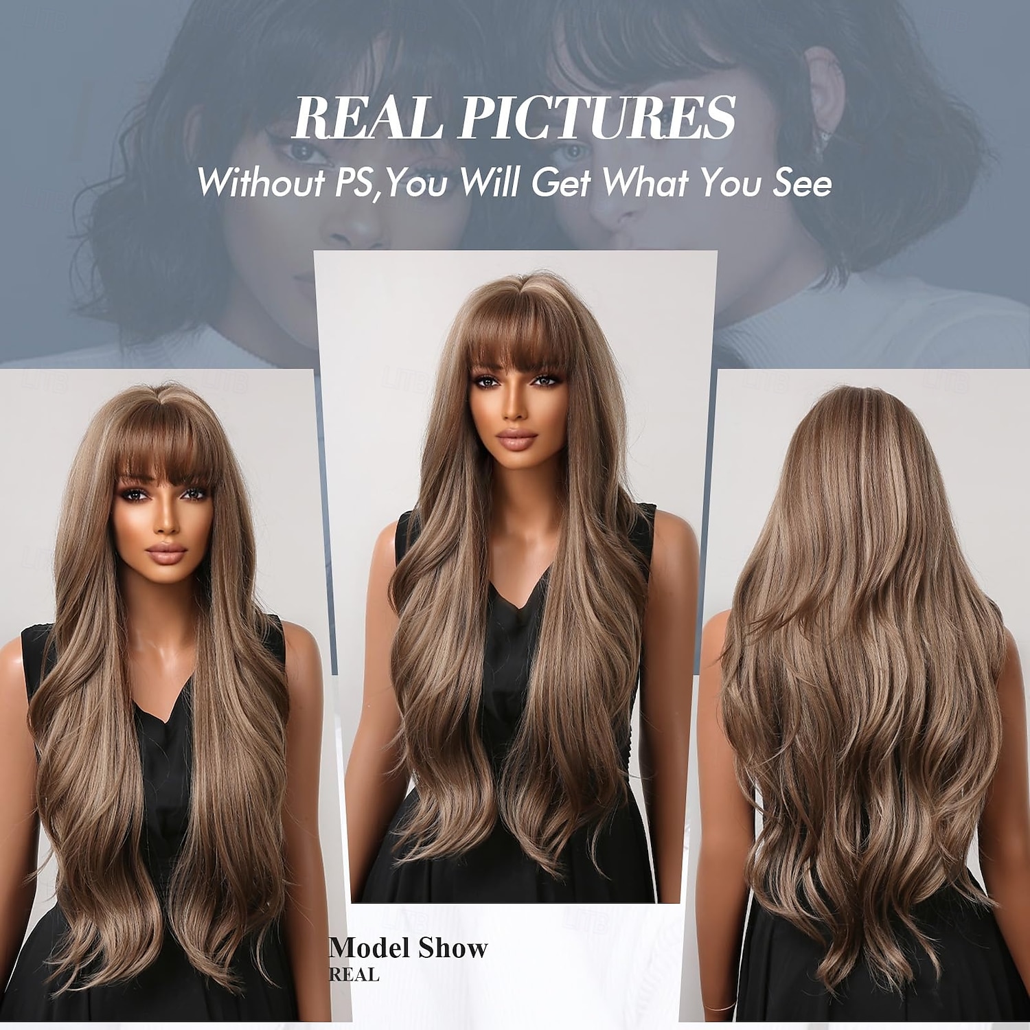 Wigs for Black Women Long Wavy Wigs With Bangs Synthetic Wig Hair Repalcement Wigs 2025 - $19.99 –P7