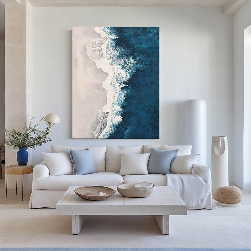 groot blauw golf schilderij handgeschilderd zwart abstract schilderij handgemaakt blauw en wit olieverfschilderij canvas kunst modern schilderij groot kunstwerk abstract canvas schilderij wandkunst 2025 - $116.99 –P7