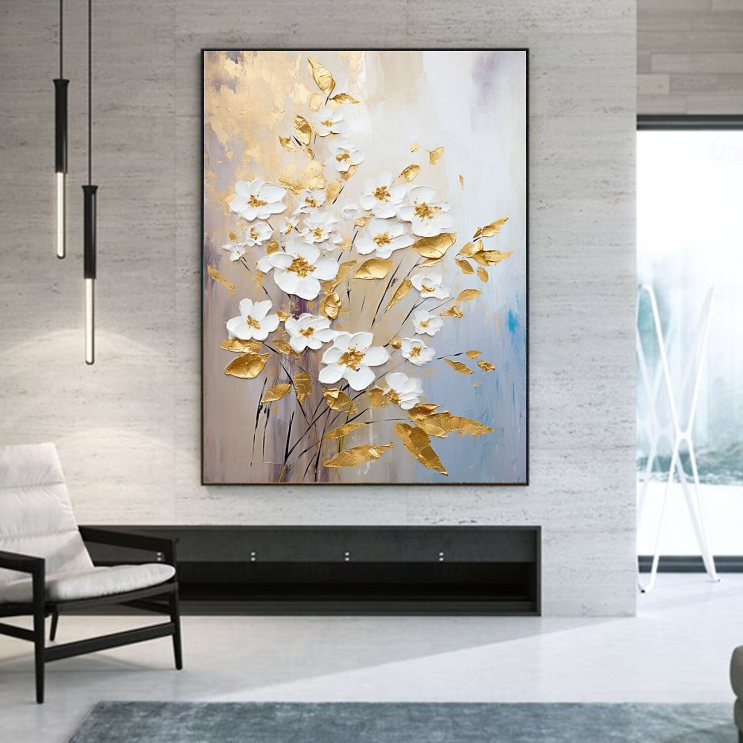 Handmade Oil PaintingCanvasWall Art DecorationAbstract Knife PaintingFlowers WhiteFor Home Decor Rolled Frameless Unstressed Painting 2025 - $116.99 –P5