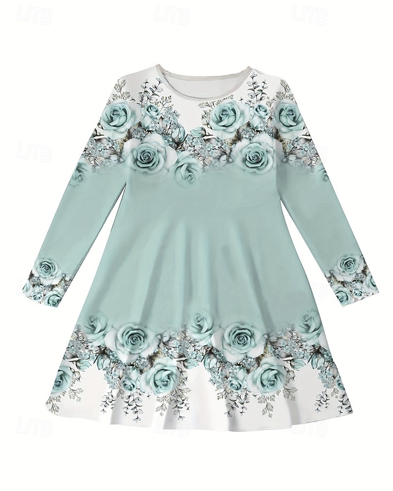 Easter Girls' 3D Floral Graphic Dress Long Sleeve Summer Spring Vacation Daily Holiday Princess Beautiful Sweet Kids 4-12 Years Casual Dress A Line Dress Knee-length Regular Fit 2026 - $16.99 –P5