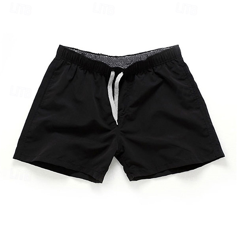 Herre Surfeshorts Badeshorts Snorer Elastisk midje Elastisk snordesign Ensfarget Hurtigtørkende Sport Kort Daglig Ut på byen Strand Gatemote Fritid Svart Hvit Mikroelastisk 2025 - $10.49 –P2
