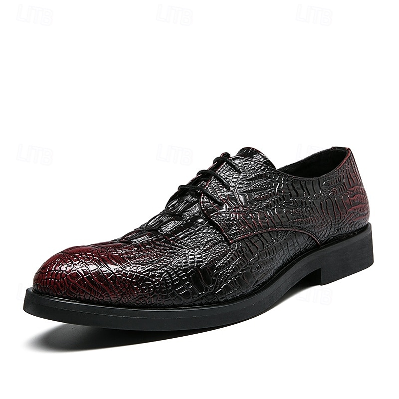 herenschoenen met krokodillenmotief Oxford - imitatieleren veterschoenen voor formele gelegenheden voor zakelijke en speciale gelegenheden 2025 - $42.99 -P5