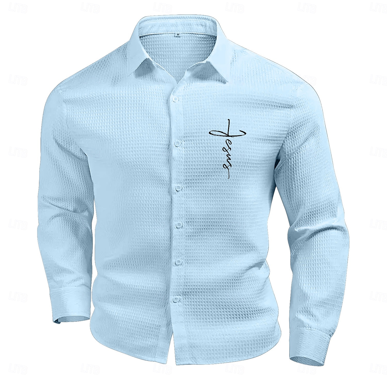 Per uomo Camicia a nido d'ape Camicia Estiva Camicia casual Camicia a maglia a nido d'ape Bianco Verde chiaro Rosa Grigio scuro Albicocca Manica Lunga Testurizzato Moda Collo ripiegato Vacanza Ferie del 2025 a $27.99 –P6