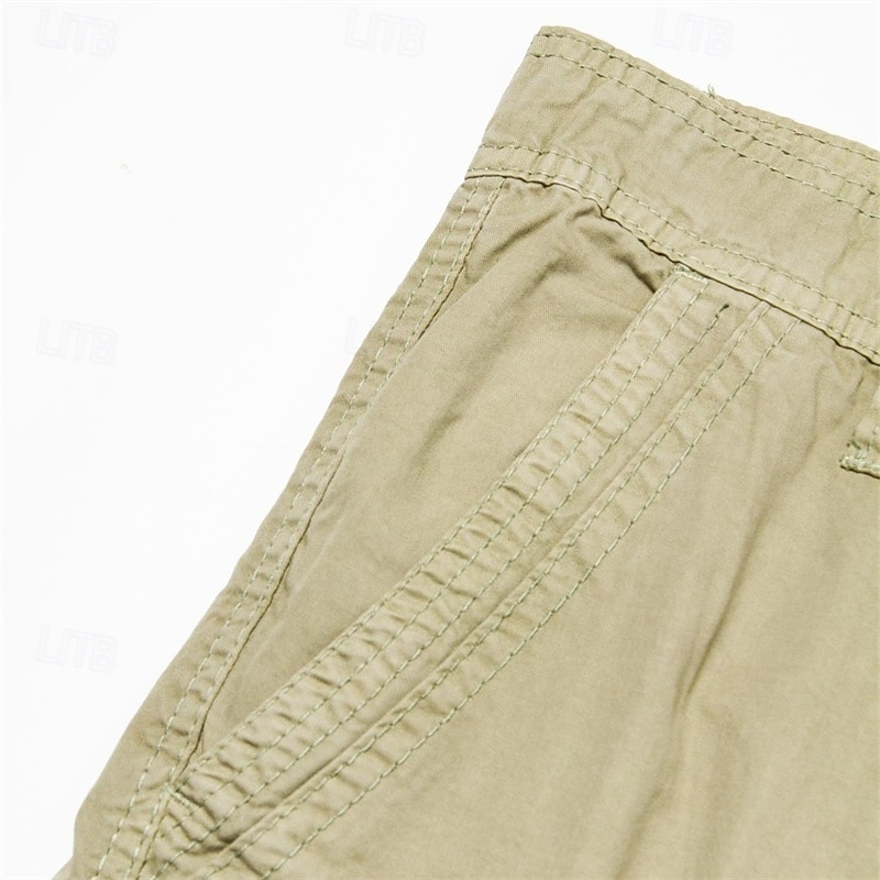 Men's Cargo Shorts Bermuda shorts Work Shorts Hiking Shorts Leg Drawstring Multi Pocket 6 Pocket Plain Knee Length Sports Outdoor Going out Streetwear Classic Black Red 2025 - $36.99 –P6