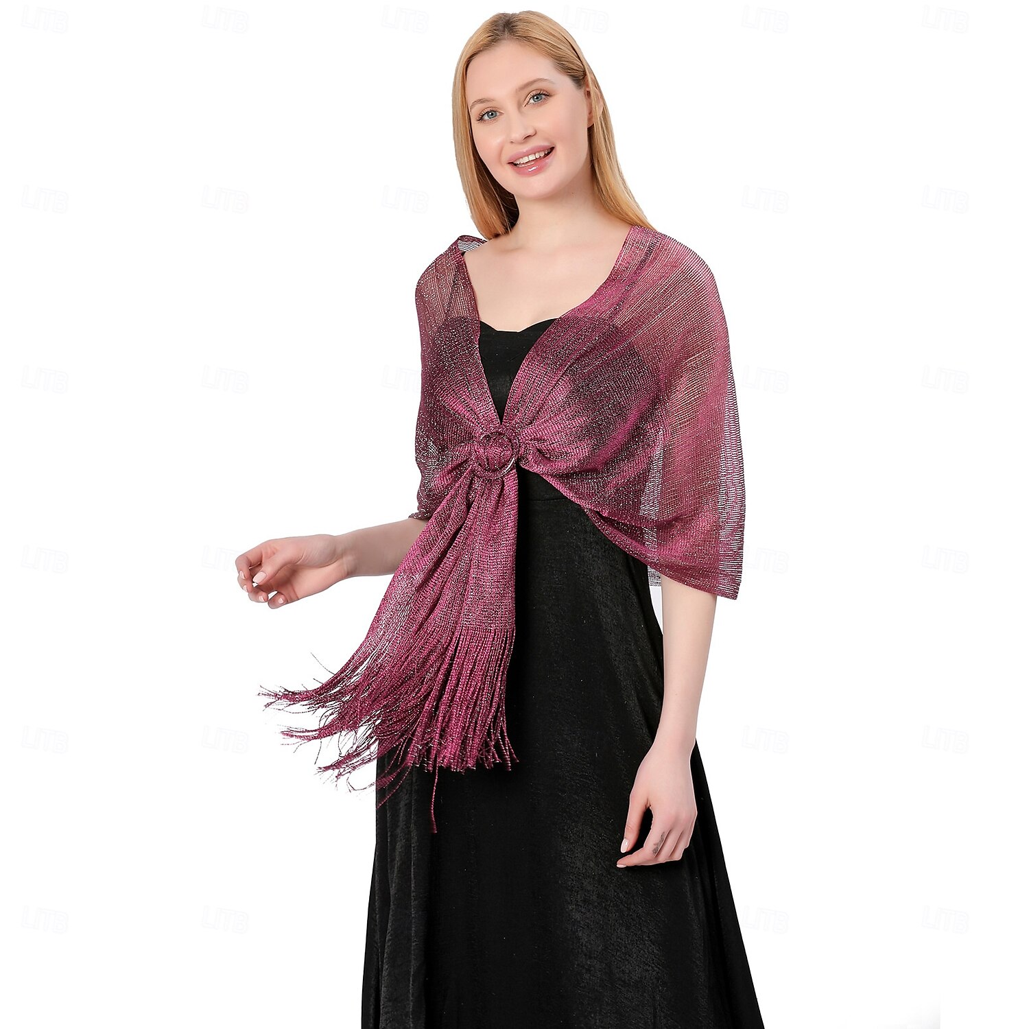 châle en soie or et argent avec boucle, groupe de mariée et demoiselle d'honneur, soirée dansante, robe de mariée, robe de soirée, châle pour femme de 2025 ? $22.99 –P14