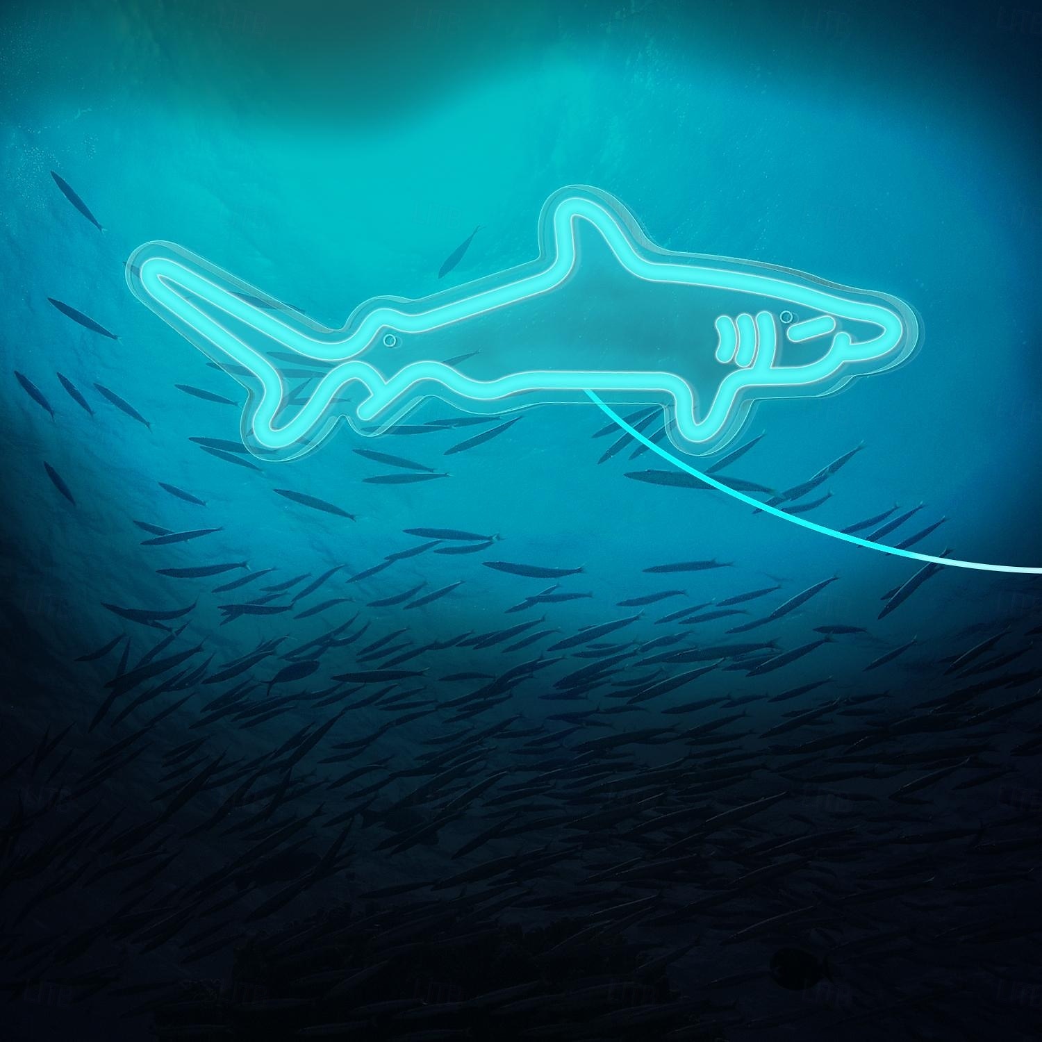 1ks modrý žraločí led neonový nápis, neonový nápis napájený přes usb světlo pro domácí ložnici akvárium zoo bar klub hospoda party nástěnná dekorace závěsné světlo 2025 - $29.99 –P2