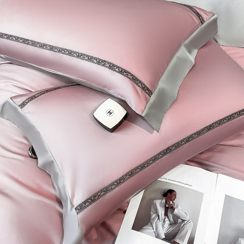 Conjunto de cama com capa de edredom de 4 peças, 100% algodão orgânico, tecido macio e respirável, inclui capa de edredom e fronhas para um sono confortável de 2025 por $150.99 –P11