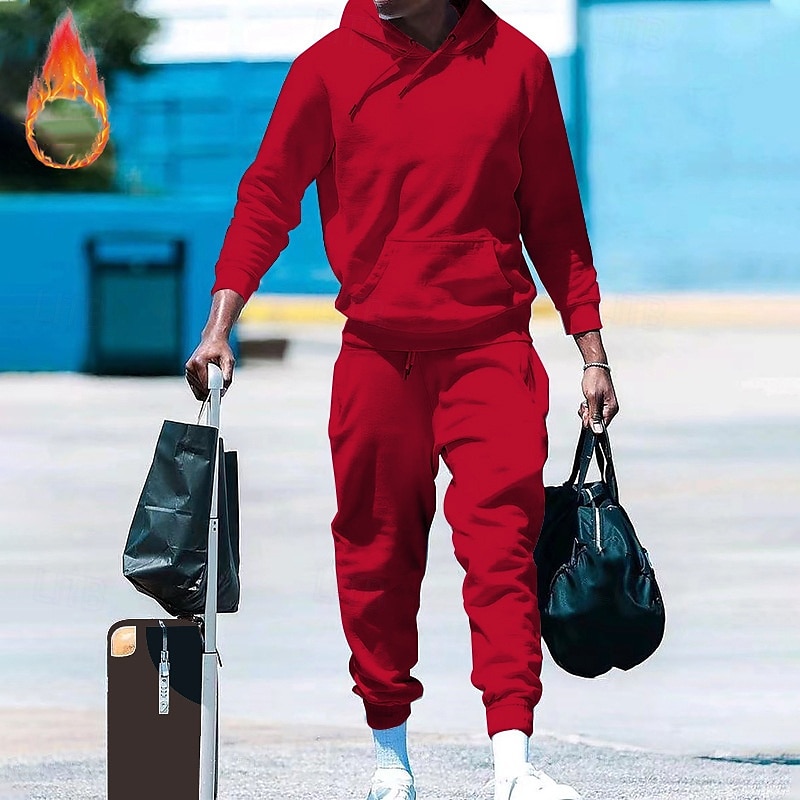 Per uomo Felpa con cappuccio Tuta Da Ginnastica Tuta da ginnastica Nero Bianco Rosso Blu Reale Arancione Con cappuccio Liscio A cordoncino 2 pezzi Tasca frontale Sportivo Giornaliero Per eventi del 2025 a $30.99 –P5