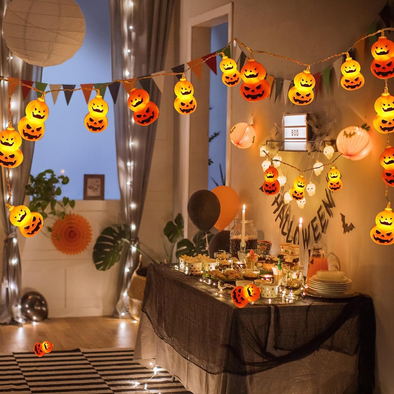 halloween lys opp gresskar streng lys 10/20led jack o lanterne vanntette batteridrevne lys for innendørs utendørs soverom ferie fest halloween dekorasjon 2025 - $11.49 –P3