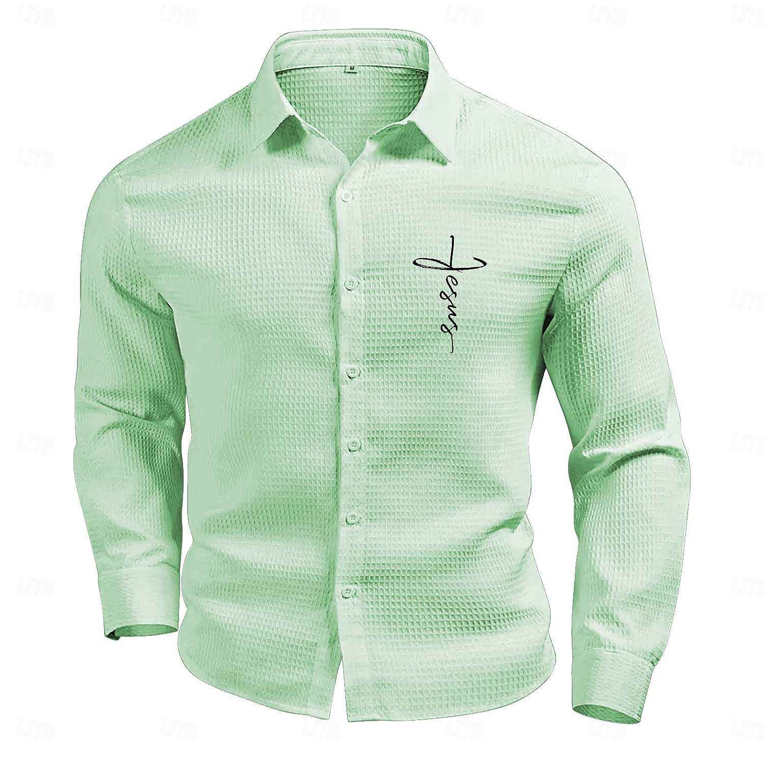 Per uomo Camicia a nido d'ape Camicia Estiva Camicia casual Camicia a maglia a nido d'ape Bianco Verde chiaro Rosa Grigio scuro Albicocca Manica Lunga Testurizzato Moda Collo ripiegato Vacanza Ferie del 2025 a $27.99 –P5