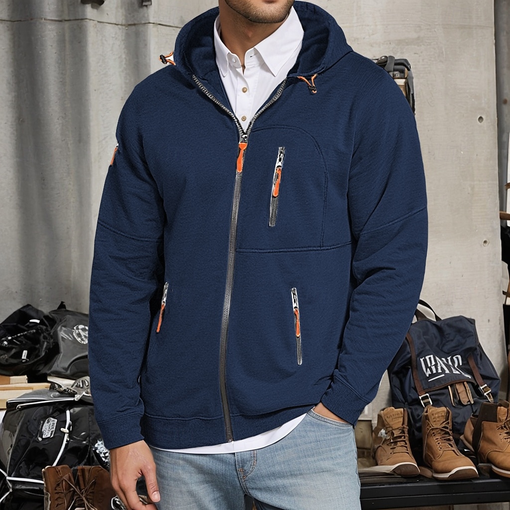 Men's Hoodie Full Zip Hoodie Fleece Hoodie Tactical Black White Wine Navy Blue Royal Blue Hooded Plain Zipper Pocket Sports & Outdoor Daily Holiday Polyester Streetwear Cool Casual Spring & Fall 2025 - $26.99 –P4