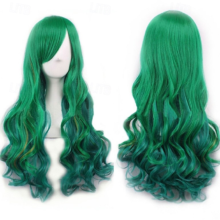 Parrucca ombre arcobaleno in capelli sintetici con frangia rossa gialla viola verde blu per donne nere Festa di Halloween Cosplay del 2025 a $15.99 –P16