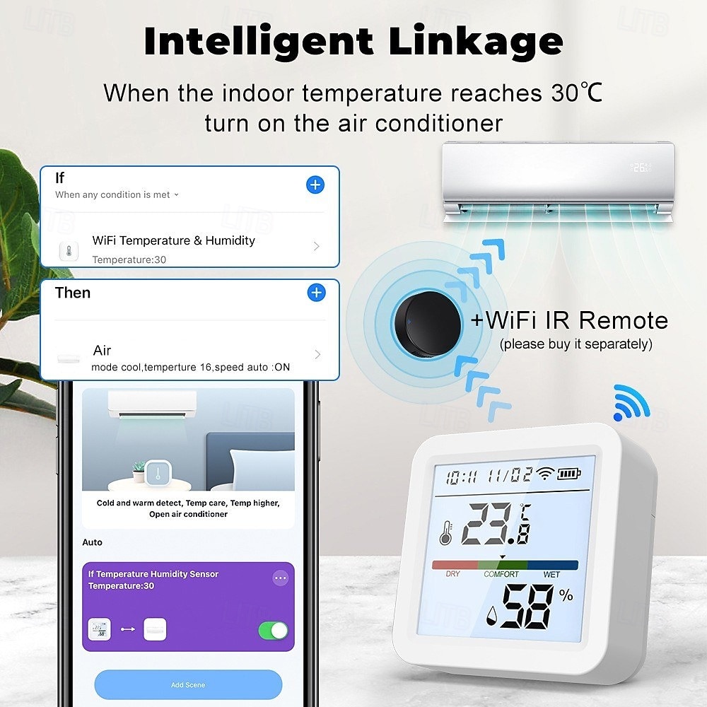termometro igrometro termometro intelligente per la casa lcd retroilluminato con supporto staccabile sensore di umidità della temperatura digitale monitoraggio in tempo reale registrazione zigbee wifi del 2025 a $28.99 –P13