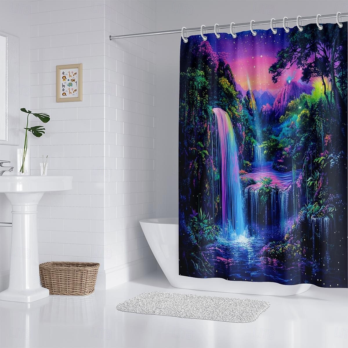 Shower Curtain with Hooks 180cm*180cm(70"*70") Polyester Washable Waterproof Forest Waterfall Pattern Bathroom Bathtub Decor 2025 - $19.99 –P9