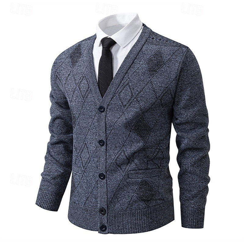 Herren Strickjacke Kurzer Pullover Strickpullover Herren Pullover Gerippt Stricken Standard Knopf hoch Seitentaschen Bogengimpe V Ausschnitt Modisch Klassisch Freizeitskleidung Verabredung Bekleidung 2025 - $31.99 –P2