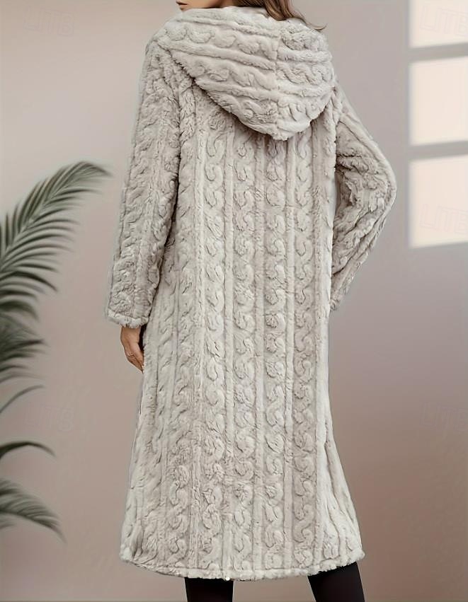 Damen Wintermantel Strasse Freizeitskleidung Ausgehen Herbst Winter Lang Mantel Lockere Passform warm halten Atmungsaktiv Zeitgenössisch Stilvoll Brautkleider schlicht Jacken Langarm Feste Farbe 2025 - $41.99 –P2