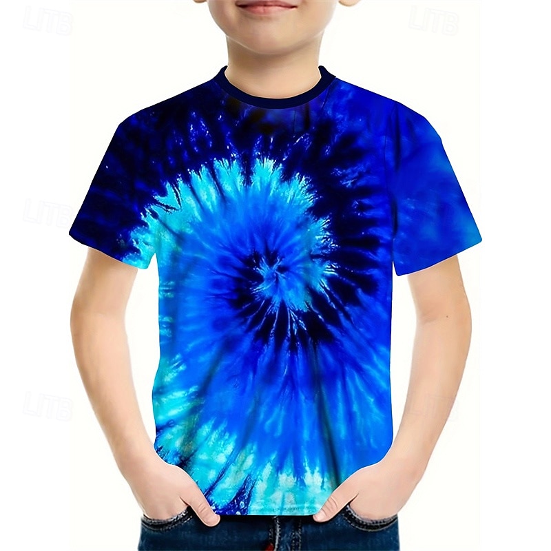 Dla chłopców 3D Graficzny Wzór tie-dye Podkoszulek T-shirt Krótki rękaw Lato Wiosna Moda Podstawowy Dzieci 4-12 lat Półgolf Na zewnątrz Codzienny Regularny 2025 - $11.99 –P1