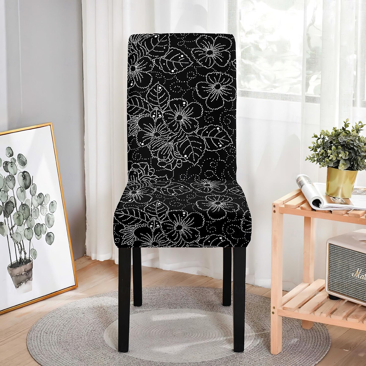 stretchig blommig matstolsöverdrag elastisk högryggad matstolsöverdrag överdrag för matstolar med blommönster lätt att montera och ta bort skyddar mot spill och fläckar maskintvättbar 2025 - $10.99 –P7