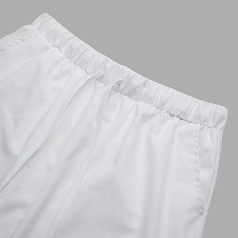Homens Calças de linho Calça verão Calças Cropped Calças de praia Com Cordão Cintura elástica Tecido Conforto Respirável Comprimento da panturrilha Casual Diário Feriado Moda Estilo Clássico Preto de 2025 por $27.99 –P5