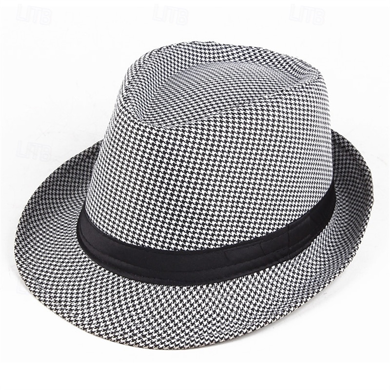 Homme Chapeau du Kentucky Derby Chapeau de Soleil Chapeau à bord sauvage Haut-de-forme Noir Jaune Polyester Mode Occasionnel Rue Quotidien Pied-de-poule Respirant de 2025 ? $7.99 –P5