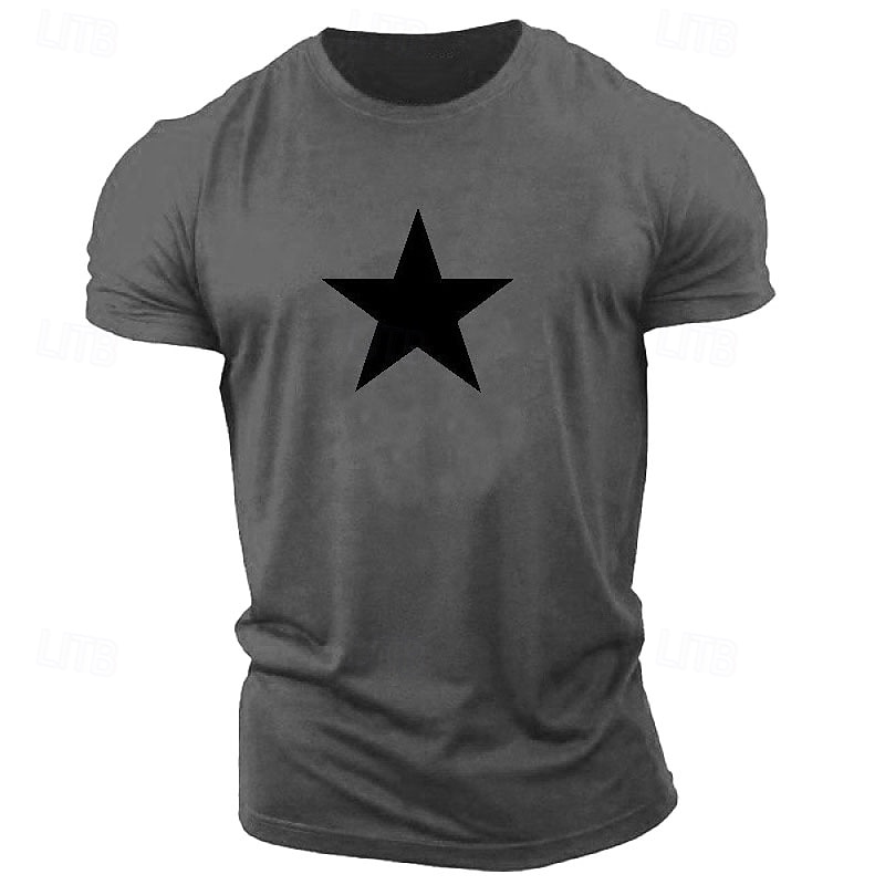 Herren Grafik T-Shirt Kurzarm mit weißem Sternenprint auf Grau 2026 - $17.49 –P3