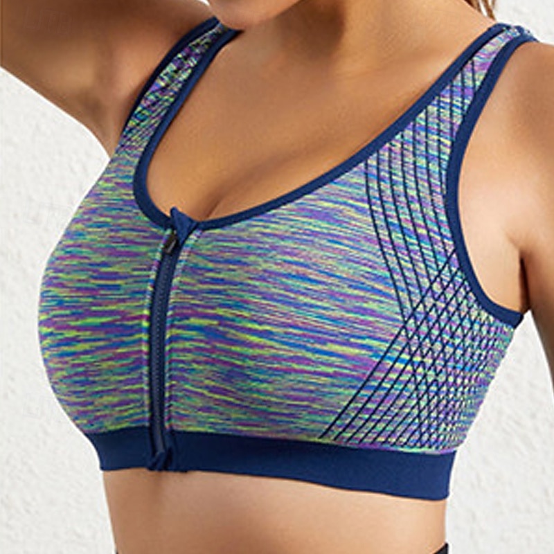 Mujer Sujeción Ligera Sujetadores de Deporte Sujetador para correr Cremallera Espalda Cruzada Sujetador superior Acolchado Aptitud física Deportes recreativos Corriendo Transpirable Ligero Suave Azul 2025 - $14.99 –P7