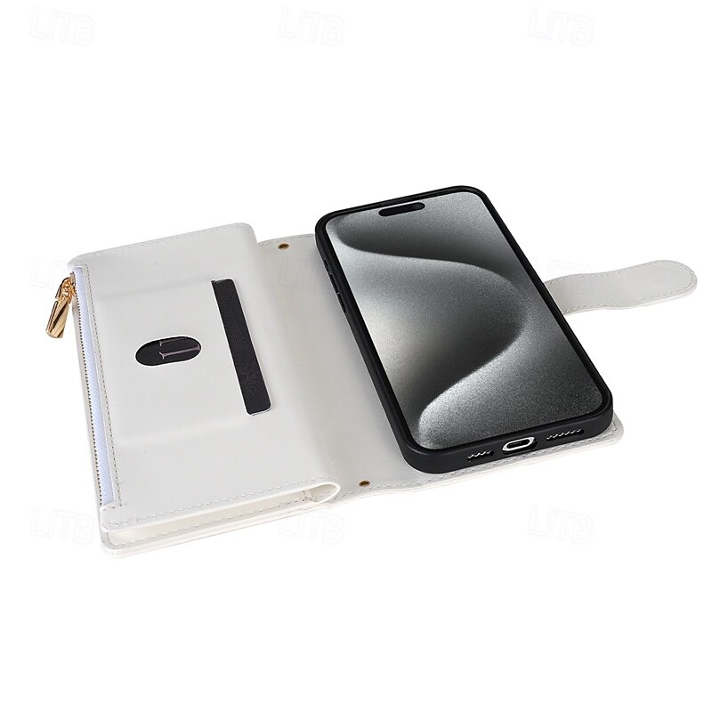 2025年 電話 ケース 用途 iPhone 16 iPhone 15 14 Pro Max Plus iPhone 13 12 11 Pro Max Mini ウォレットカードケース 磁石バックル ジッパ- ストラップ付き レトロ風 幾何学模様 TPU PUレザー コレクション – $24.99 –P15