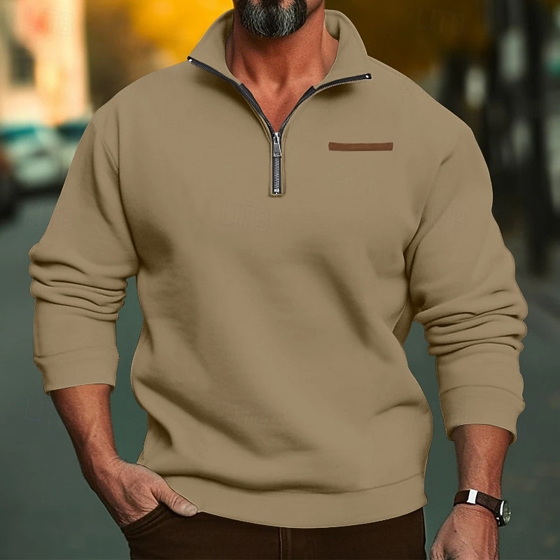 Per uomo Maglia Felpa con zip corta Aalbicocca Nero Bianco Vino Rosso Mezza zip Semplice Sport & Outdoor Quotidiano Ferie Poliestere Streetwear Essenziale Casual Autunno & Inverno Abbigliamento Felpe del 2026 a $28.99 –P13