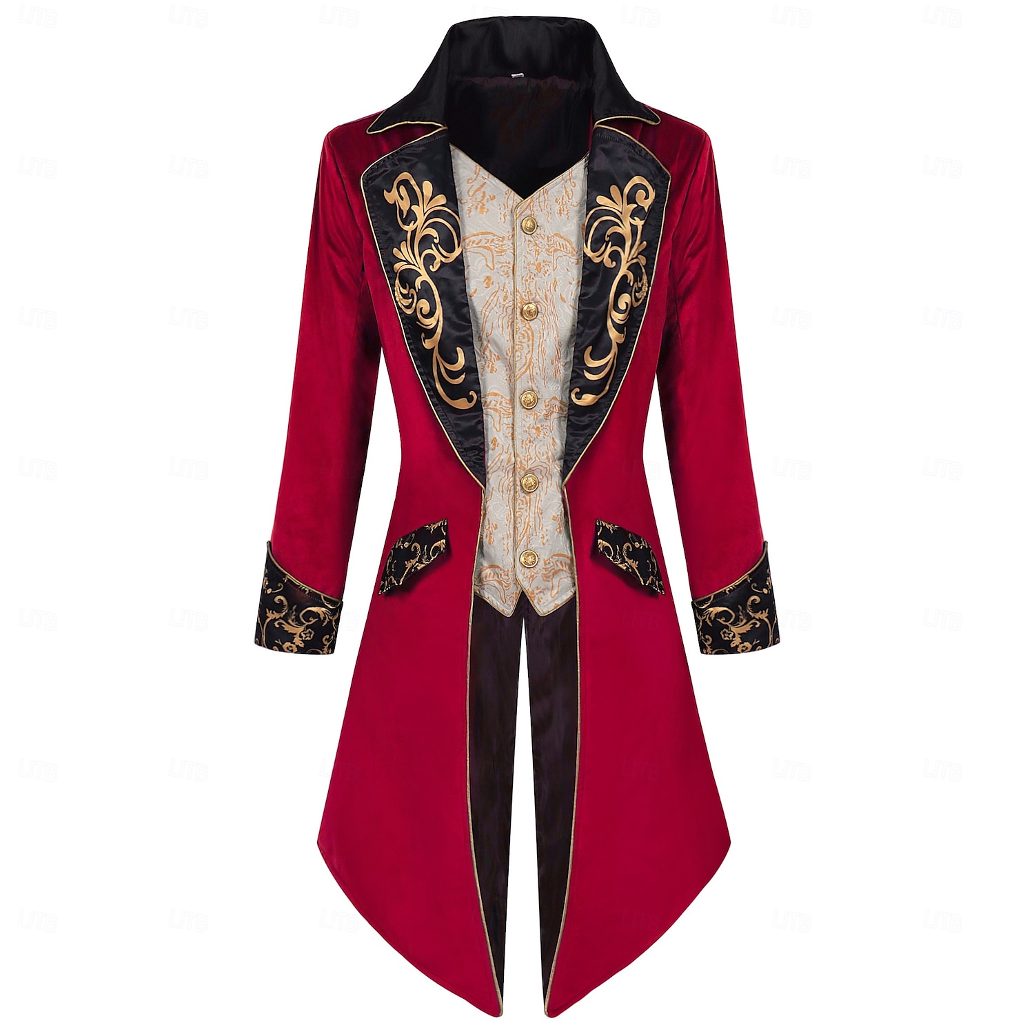 Vintage Punk e gótico século 18 Casaco Traje Cosplay Smoking Feira Ren Vampiros Cavalheiro Bordado Homens Real Steampunk Dia Das Bruxas Carnaval Baile de Máscaras Espetáculo feira renascentista LARP de 2025 por $66.99 –P8