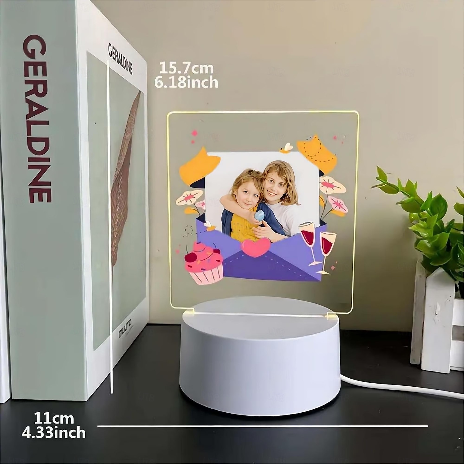Luz de noche con foto personalizada iluminada, sobre de regalo creativo con foto personalizada para hija, regalo de vacaciones, regalo de cumpleaños 2025 - $15.49 –P1