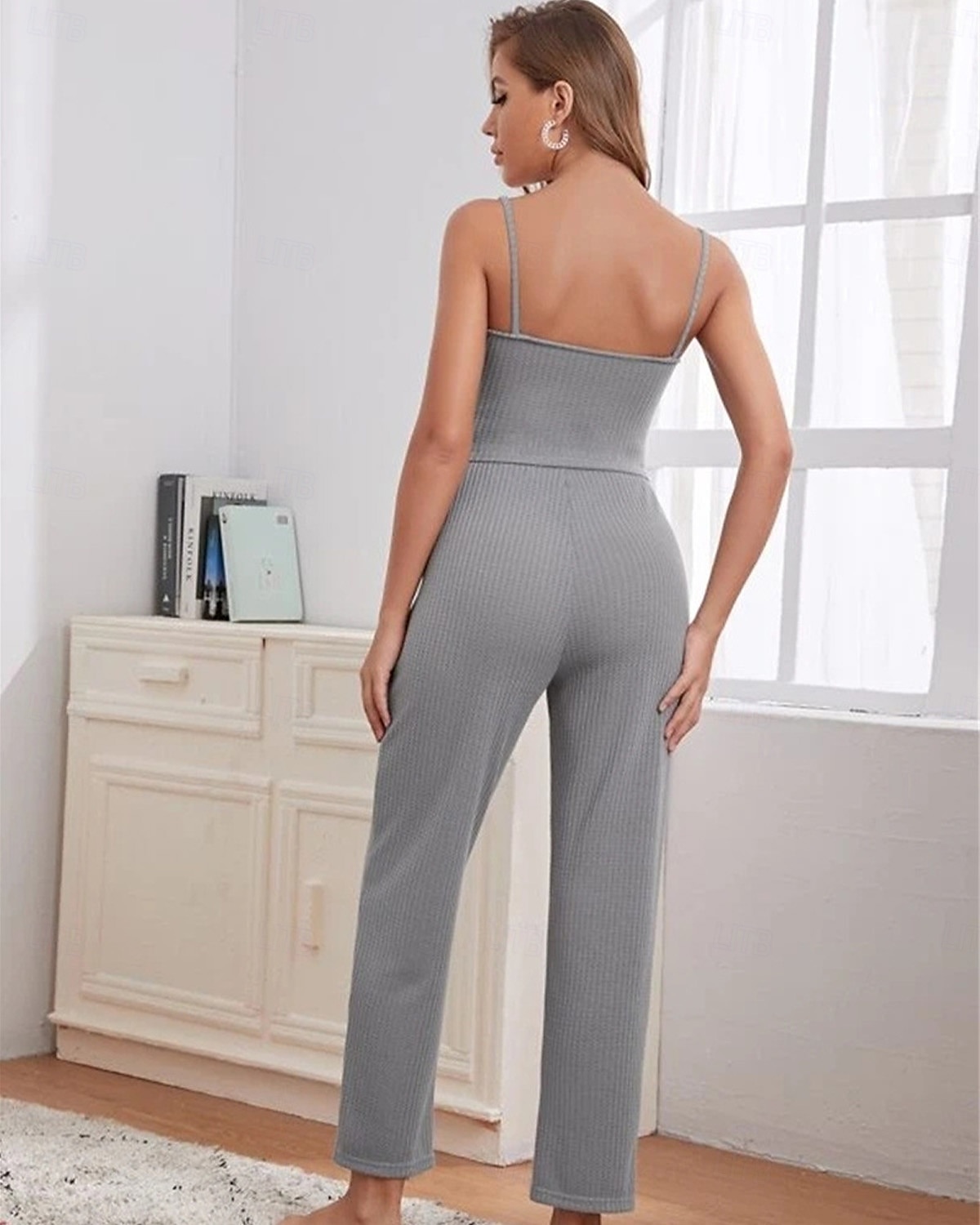 kvinners loungewear sett 3 stykker ren farge tilfeldig komfort hjemme komfort stropper stropp topp bukselomme høst vinter hjemmeantrekk 2025 - $33.99 –P8