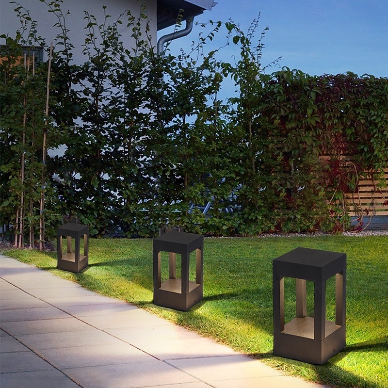 LED Outdoor Post Lights Warm White 20cm 1-Light Vintage Patio Aisle Lawn Column Lamp Villa Pillar Light Balcony Post Lantern Metal Garden Pedestal Lamp 110-240V 2026 - $107.99 –P2