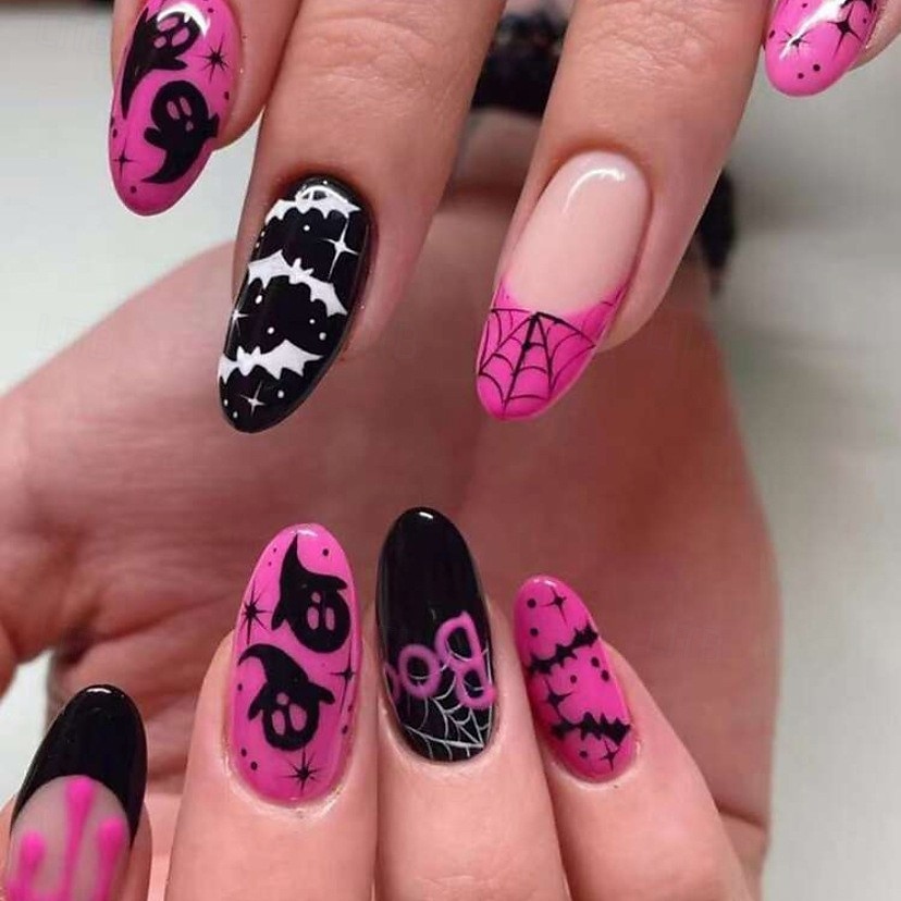 1conjunto Resina Clássico Melhor qualidade Criativo Moda dia das Bruxas Festa / Noite Festival Unhas postiças para Unha de Dedo de 2025 por $10.99 –P10