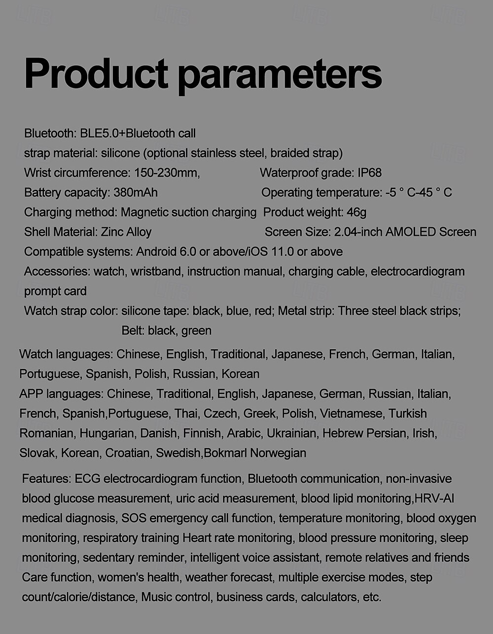 iMosi ET281 Smart Watch 2.04 inch Smartwatch Fitness Running Watch Bluetooth ECG+PPG Temperature Monitoring Pedometer Compatible with Android iOS Women Men Long Standby Hands-Free Calls Waterproof 2025 - $75.99 –P20