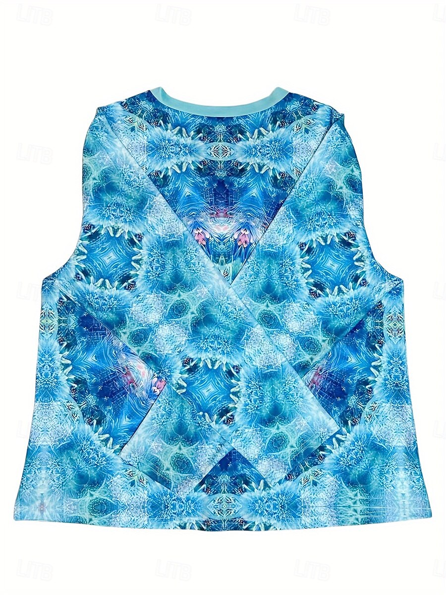 maglietta da donna casual stampa manica lunga top regolari scollo a V quotidiano blu primavera& autunno del 2025 a $22.99 –P4