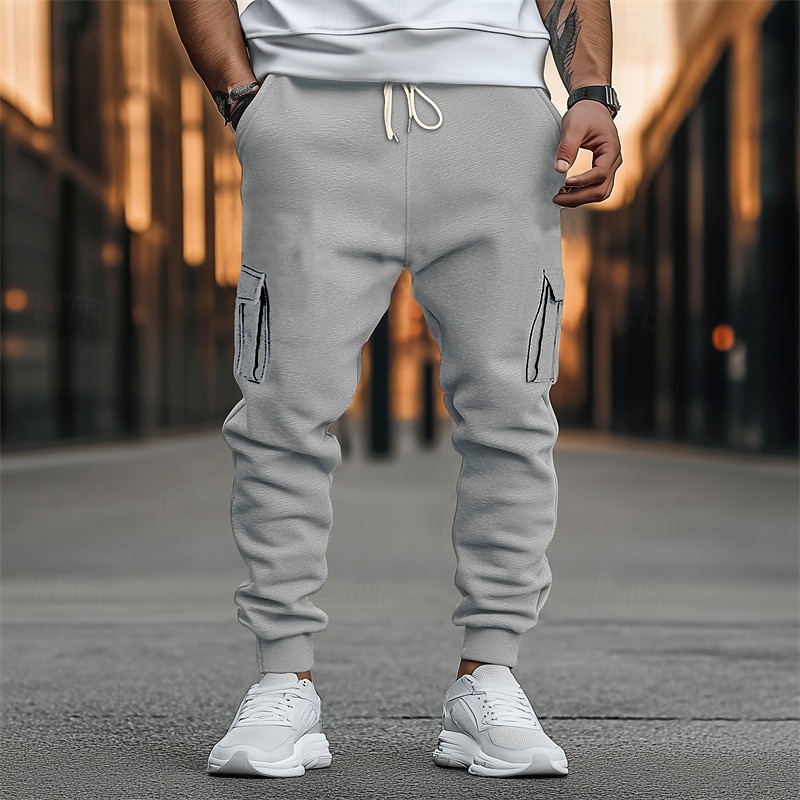Per uomo Pantaloni in pile Pantaloni della tuta Pareggiatore Pantaloni Pantaloni della tuta cargo A cordoncino Vita elastica Multi tasca Liscio Comfort Caldo Lunghezza intera Esterno Informale del 2025 a $19.99 –P2
