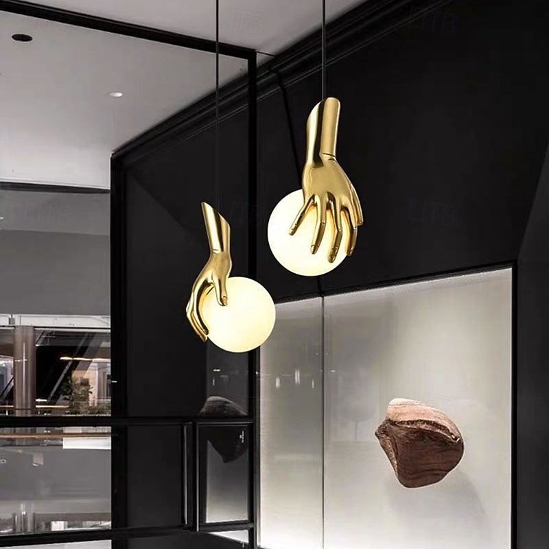 LED Pendant Light Warm White 15cm 1-Light Creative Luxury White Glass Shade Globe Golden Hand G4 Modern Pendant Lantern Design for Bedroom Dining Room 110-240V 2026 - $189.99 –P4