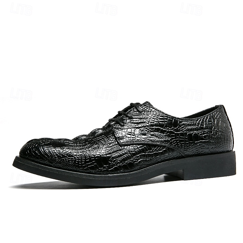 herenschoenen met krokodillenmotief Oxford - imitatieleren veterschoenen voor formele gelegenheden voor zakelijke en speciale gelegenheden 2025 - $42.99 -P7