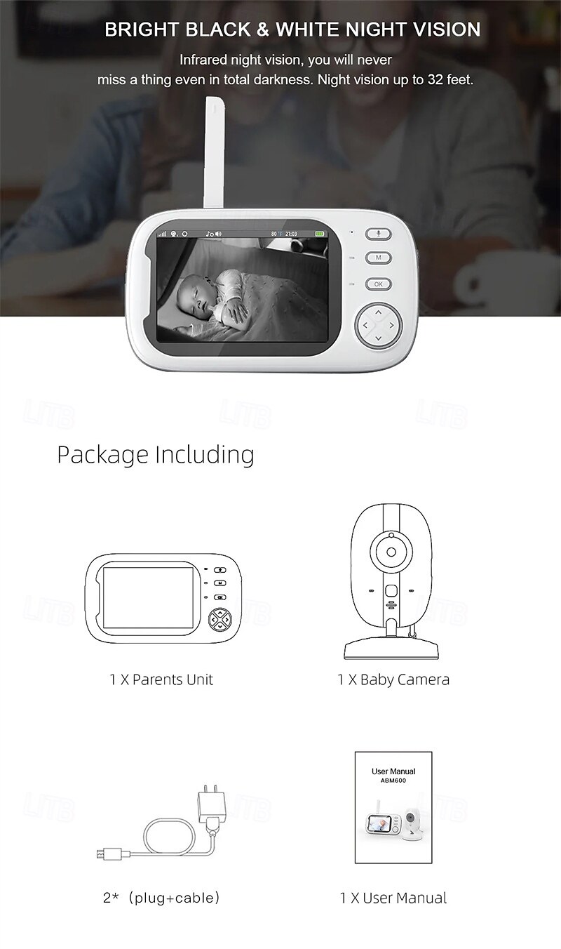 Baby Monitors 3.5HD Digital Device Child Safety Surveillance Camera Video Night Vision Music Detection Monitors 2025 - $79.99 –P6