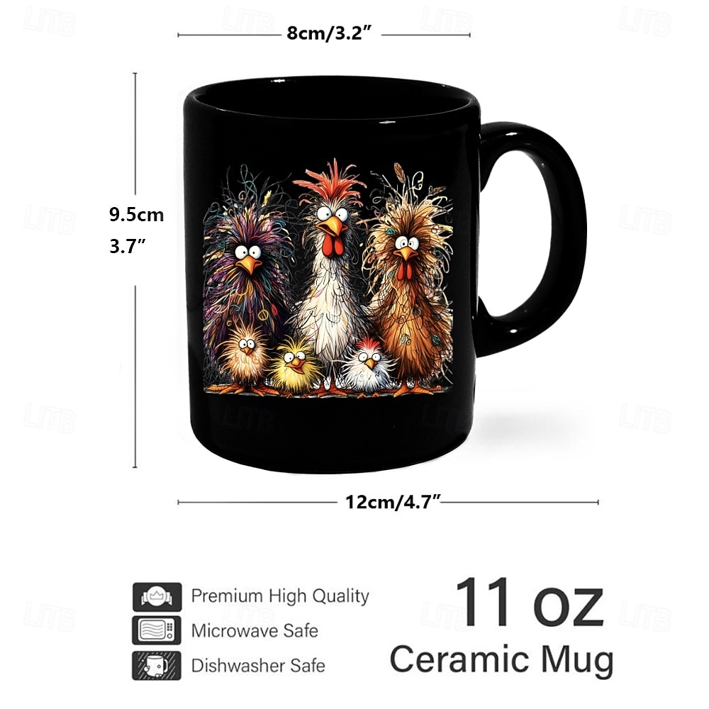Забавная кружка с изображением петуха, керамическая забавная кружка для кофе, черная, ретро, винтажная, повседневная, уличная кружка, подарочная кружка 11,2 унции/330 мл 2026 - $15.99 –P1
