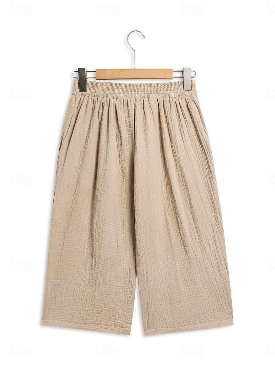 Femmes Taille EU / US Short en coton et lin Shorts amples Confort Longueur Genou Naturel Couleur Unie Cordon de serrage Conception à cordon élastique Respirant Léger Doux Non Elastique Vacances de 2025 ? $21.99 –P5