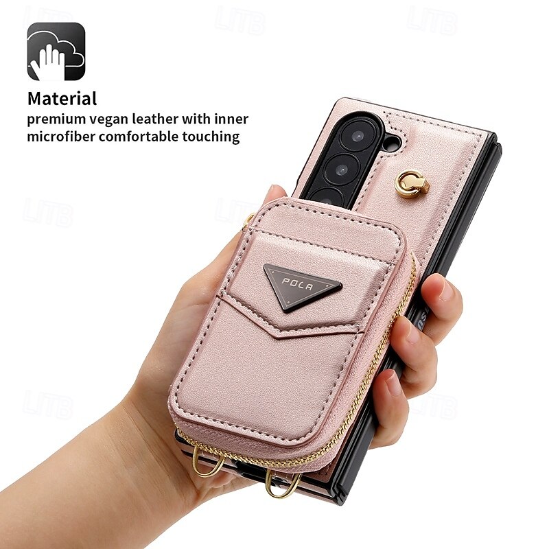 Phone Case For Samsung Galaxy Z Fold 6 Wallet Case with Stand Holder Zipper Full Body Protective Retro Genuine Leather 2025 - $33.99 –P5