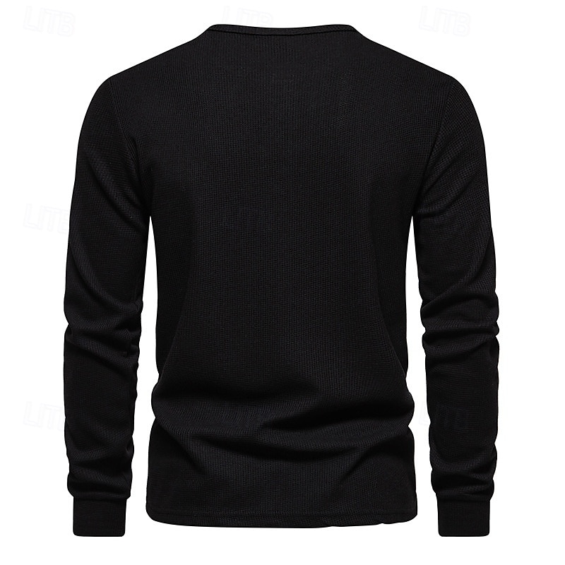 Hombre Camiseta con botones Camiseta Henley Shirt Tee Manga Larga Henley Primavera & Otoño Plano Moda Design Básico Vacaciones Calle Noche Negro Blanco Gris oscuro Camiseta superior para hombre 2025 - $10.39 –P7